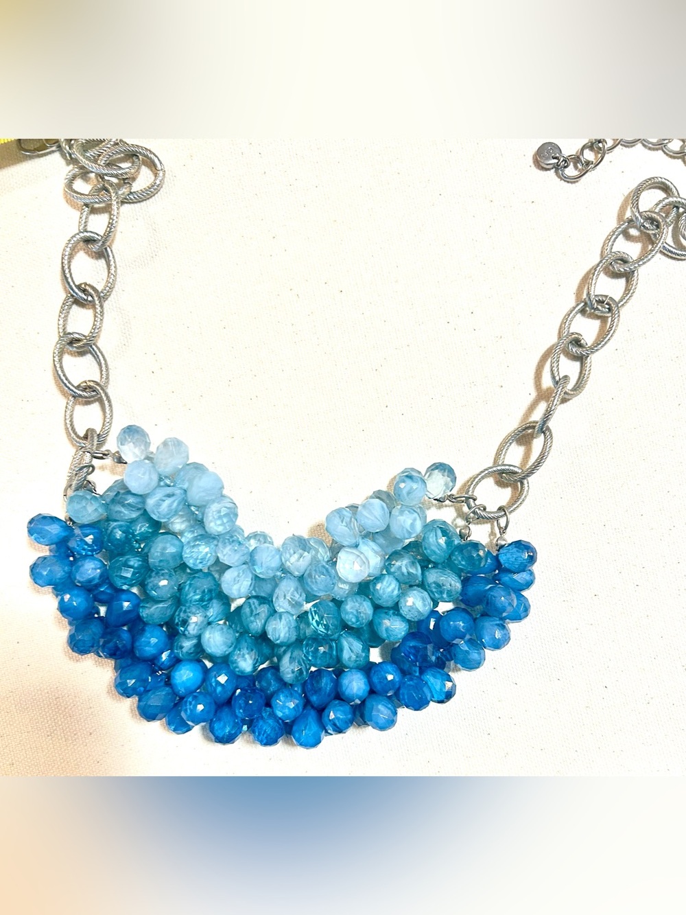 LOFT Ombre Blue Faceted Bead Statement Necklace